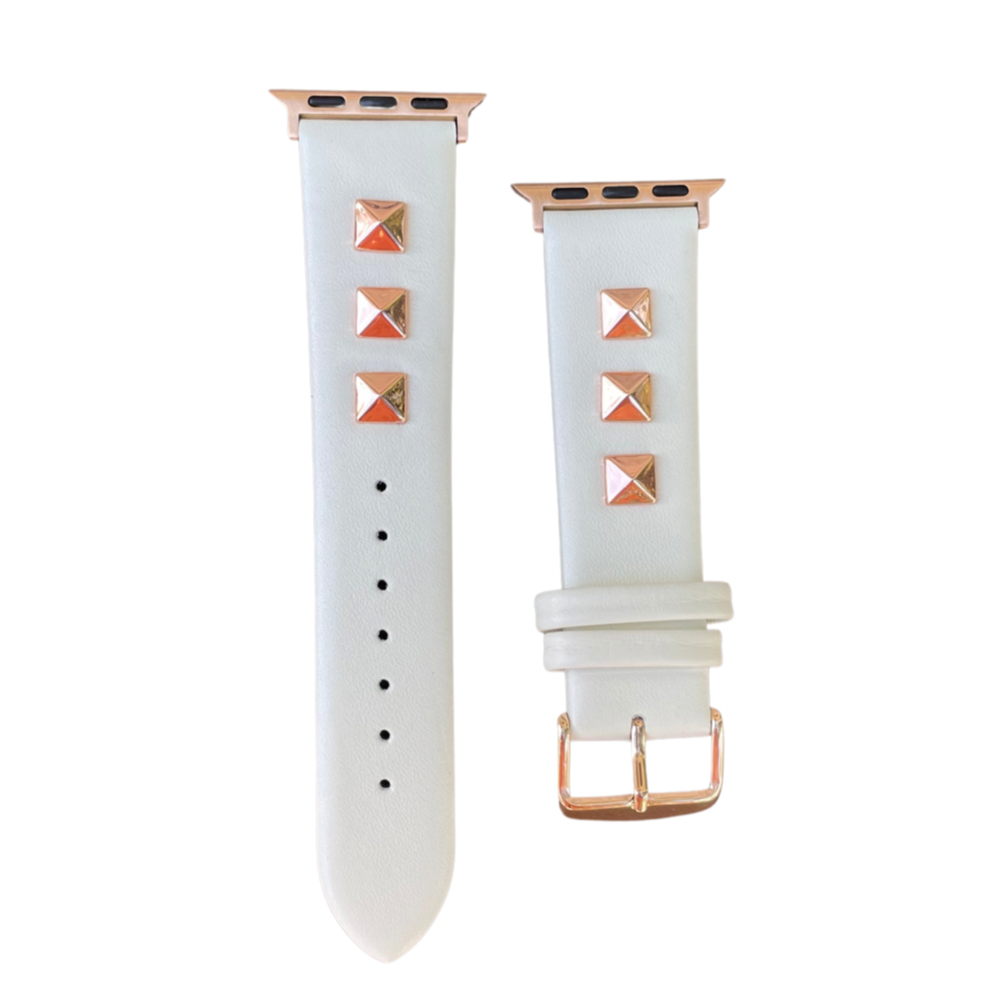Studded Apple Watch Band White Alison Aubrey