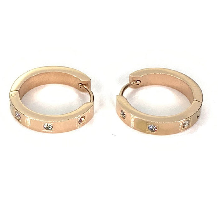 CZ Huggie Hoop Stainless Steel Earrings