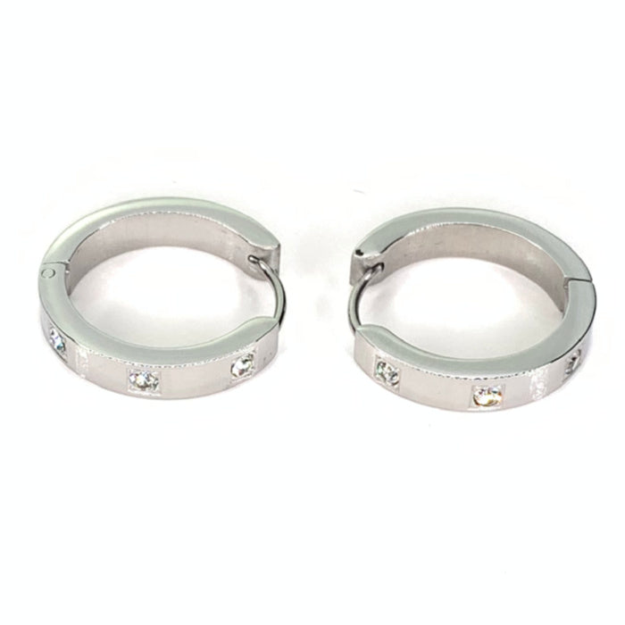 CZ Huggie Hoop Stainless Steel Earrings