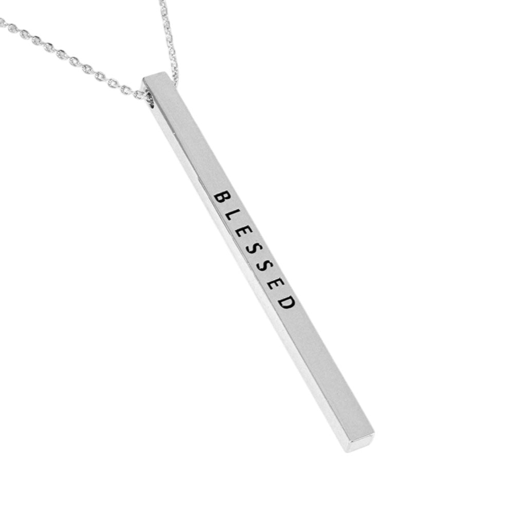 "BLESSED" Bar Pendant Necklace