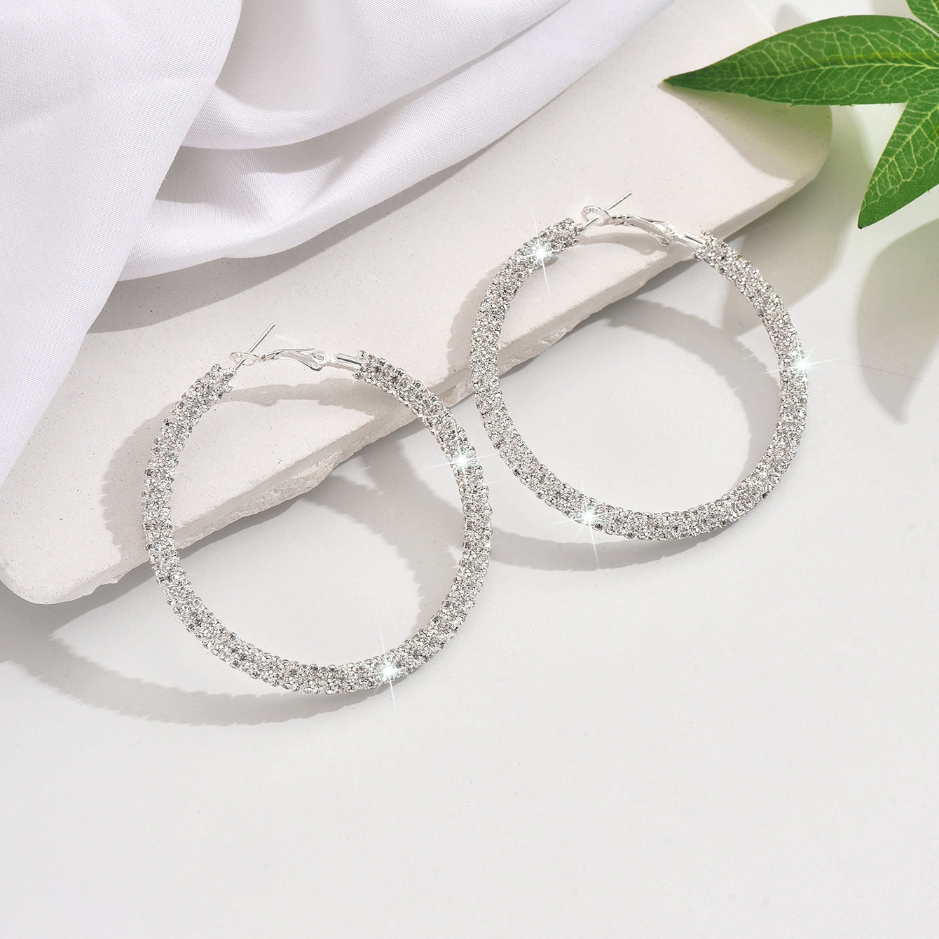 Big Crystal Rhinestone Hoop Earrings