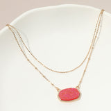 Druzy Pendant Accent Layered Necklace