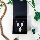 Triple CZ Stone leaf set