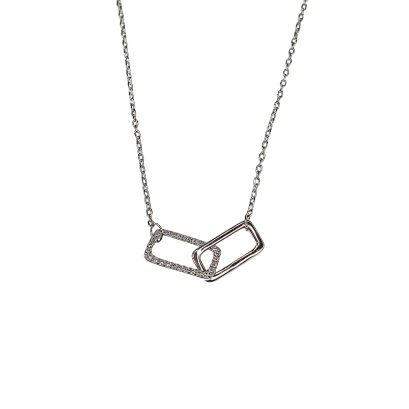 Interlocking Rectangle Pendant Necklace