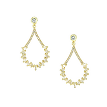 Gold CZ Teardrop Statement Earrings 