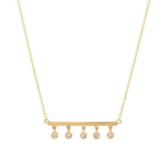 18K Gold Plated CZ Bezel Gold Bar Necklace 