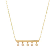 18K Gold Plated CZ Bezel Gold Bar Necklace 