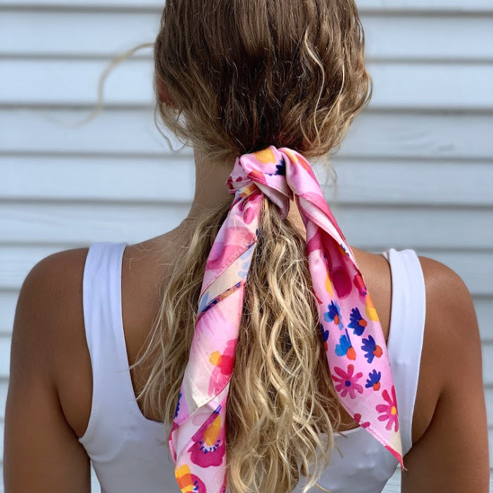 2pcs Ditsy Floral Print Scarf Hair Tie