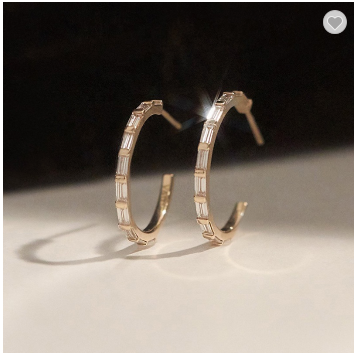 Gold Baguette Hoop Earrings