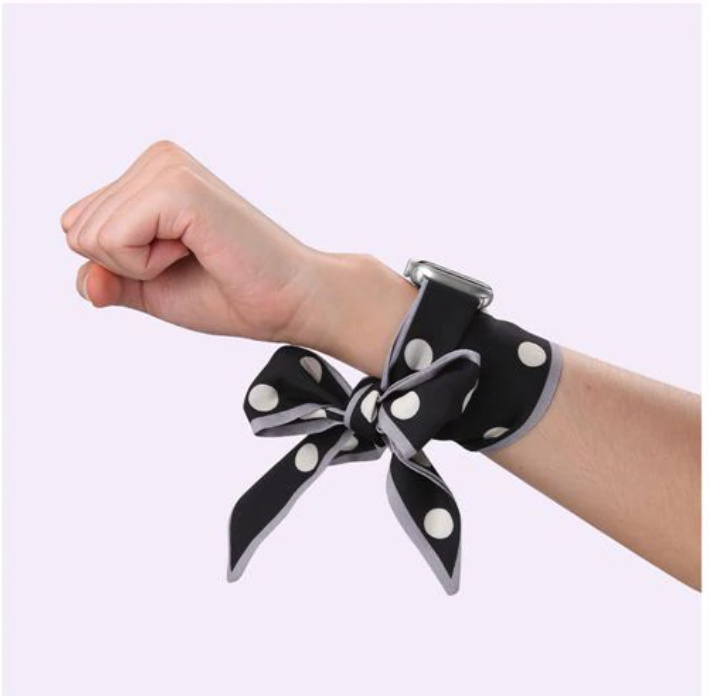 Black and White Polka dot scarf strap/band for Apple Watch.