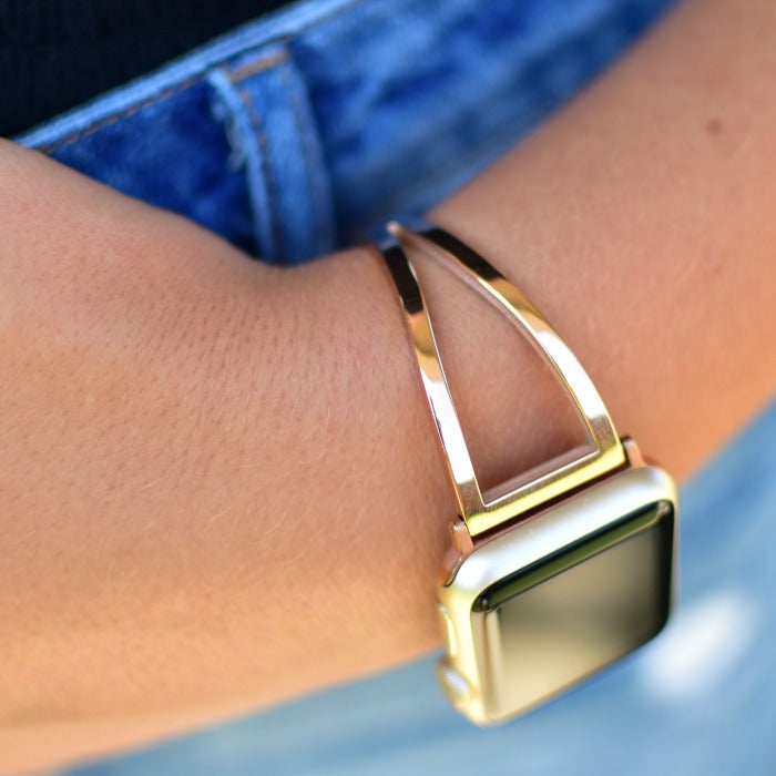 White apple watch band with rose gold sales