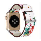 White Multi-Color Floral Print Apple Watch Band