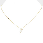 Gold Freshwater Pearl and Cubic Zirconia Charm Necklace