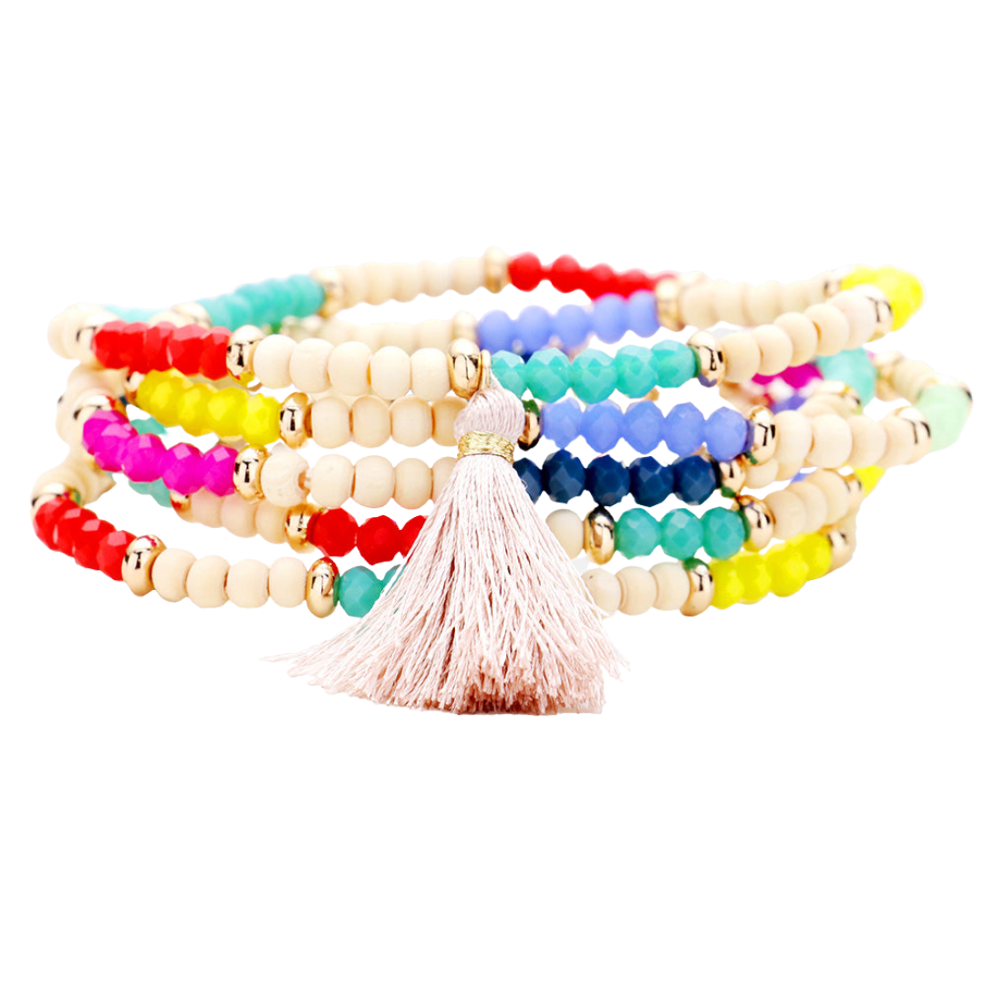Multi-Color Bead Stretch Bracelet