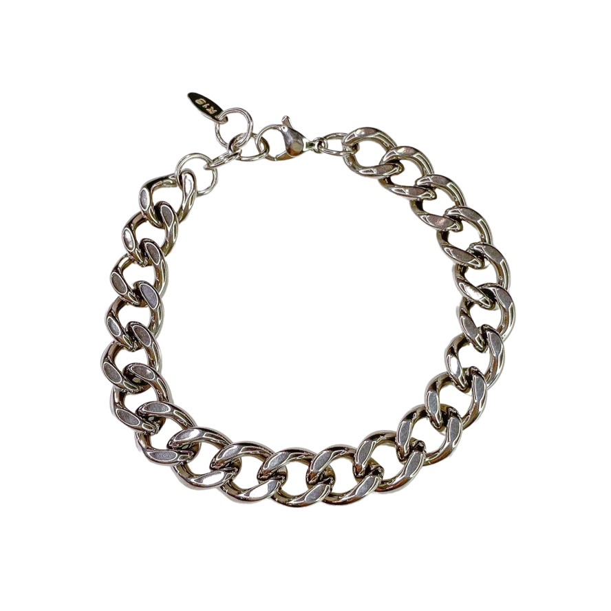 Silver Chunky Cuban Chain Bracelet