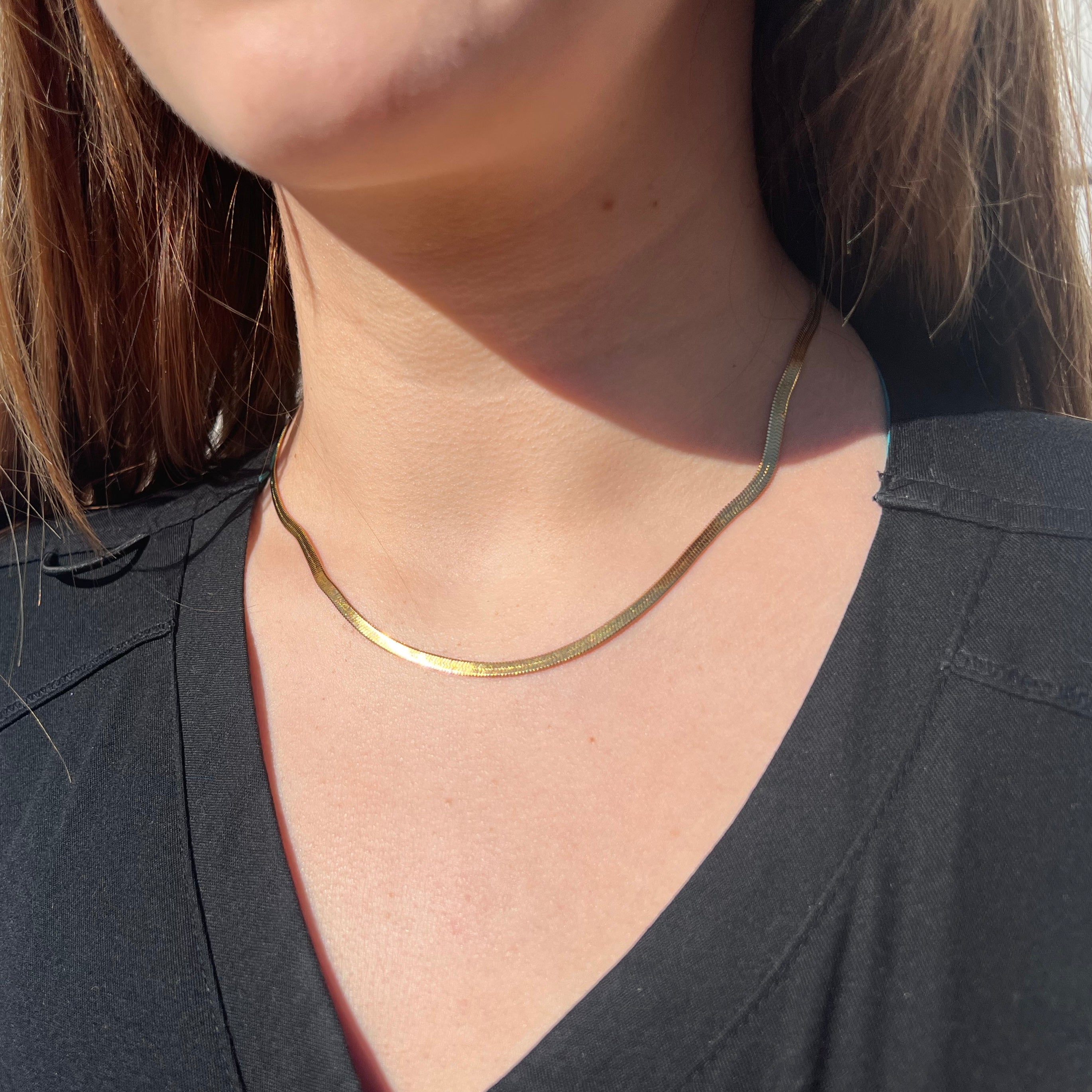 Gold Herringbone Necklace – Samfa Style