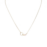 Gold Freshwater Pearl Open Circle Pendant Necklace
