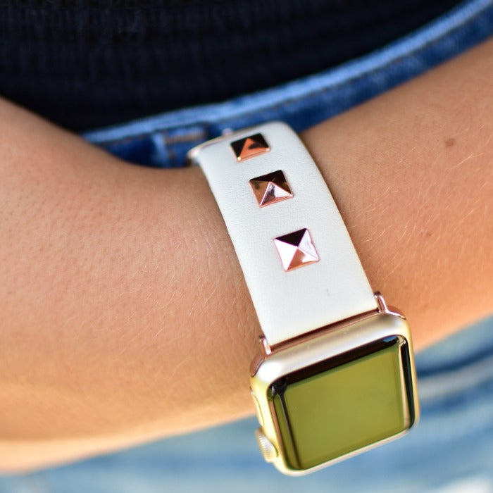 Studded Apple Watch Band White Alison Aubrey